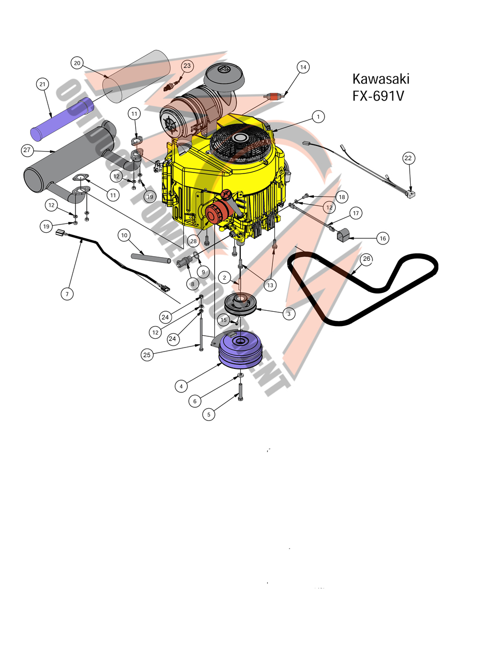 2017 COMPACT OUTLAW KAWASAKI FX-691V ENGINE or Bad Boy Parts